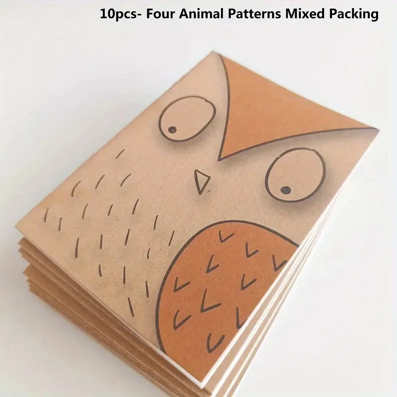 10pcs Small Cute Kraft Pocket Notebook, 64K 16-Sheet Blank Mini Journal Memo Notepad For Student Traveler School Supplies