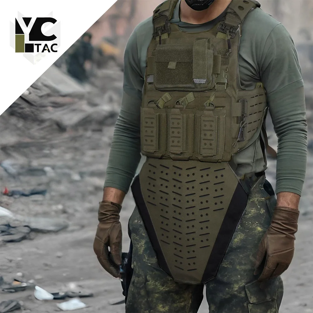 YCTAC Tactical Groin Protector MOLLE Laser Cutting Crotch Plate Vest Attachment Portable Vest Expansion Panel for CS Shooting