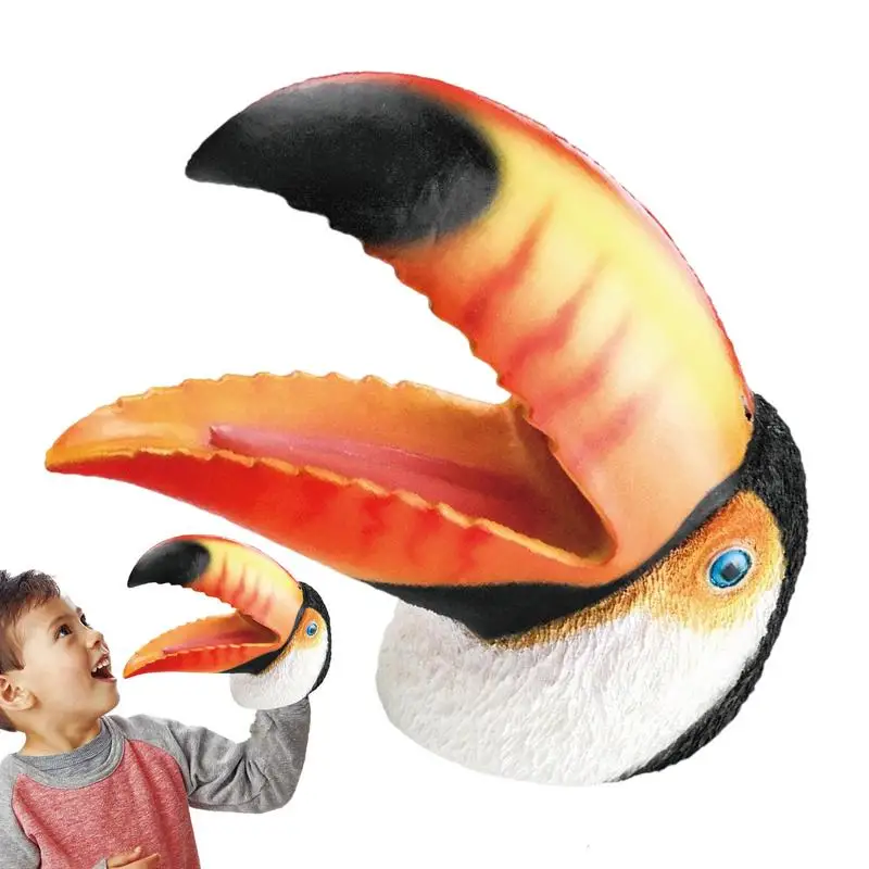 Hand Puppets For Kids Funny Toucan Head Puppets Toy Hand Puppet Kids Swimming Pool Beach Bathing Toys Soft Rubber Realistic