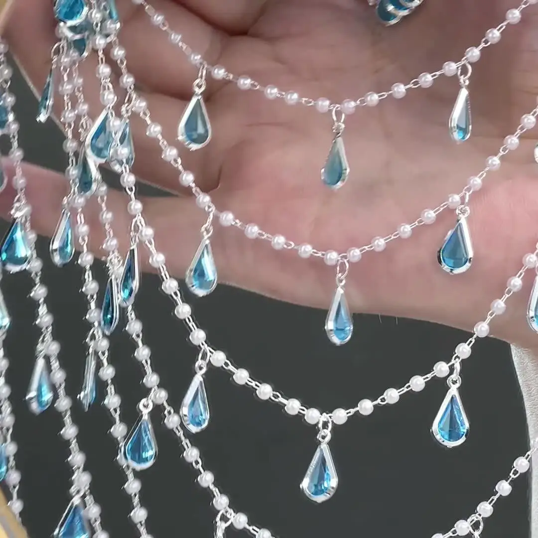 0,5 Meter/1 Meter Kristall-Wassertropfen-Anhänger Gliederkette für Schmuckherstellung Halskette Fußkettchen Schmuckzubehör DIY Bastelkette – Detail 3