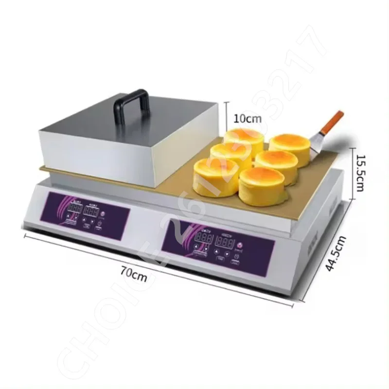 110/220V Commercial Double Head Souffle Maker Snacks Machine Copper Pan Rapid Heating Fluffy Pancake Baker Souffler Machine