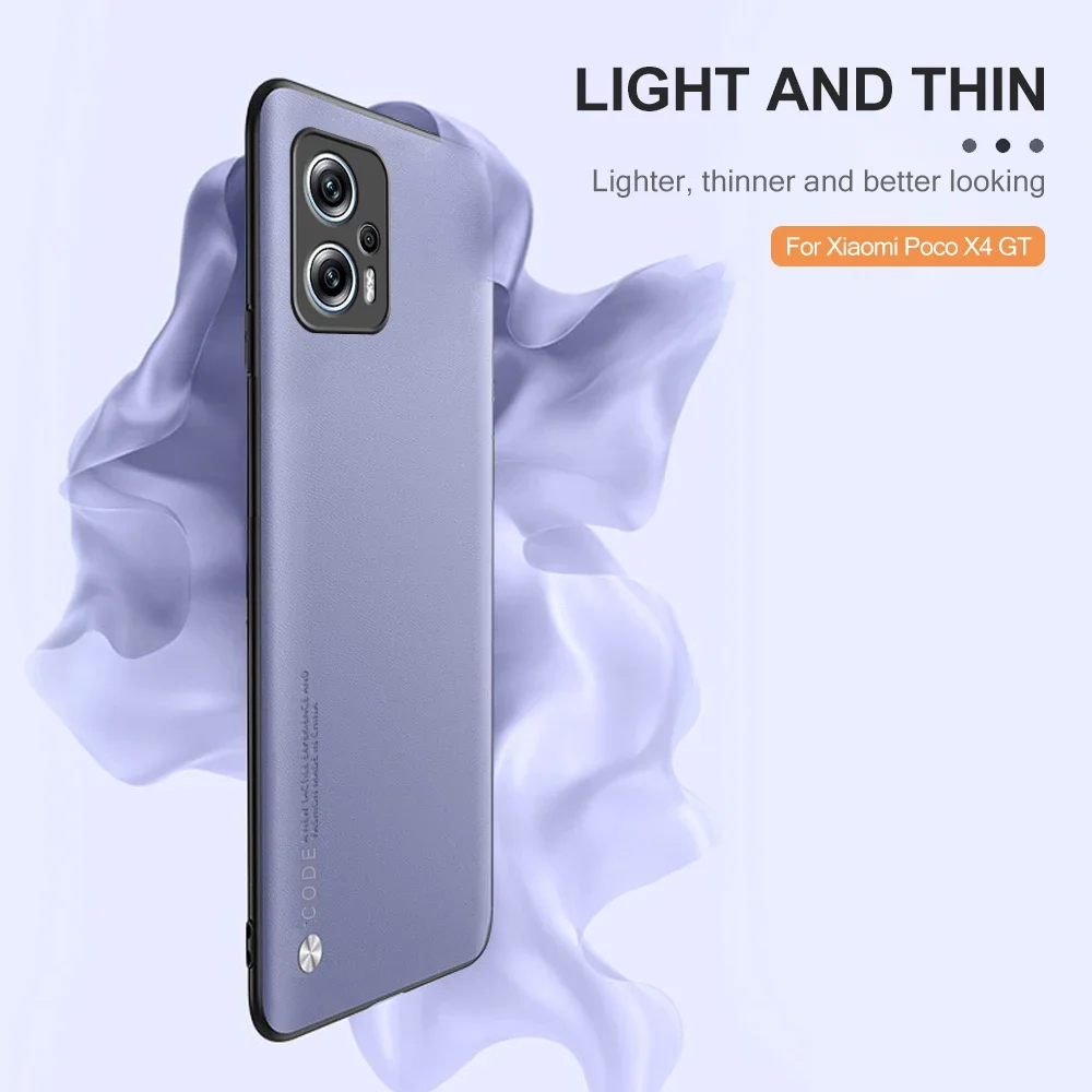 Casing pelindung tekstur kulit polos mewah, untuk Poco X4 GT 5G silikon lembut Anti jatuh PocoX4 Pocco X4 4X 4 GT X4GT Cover Coque