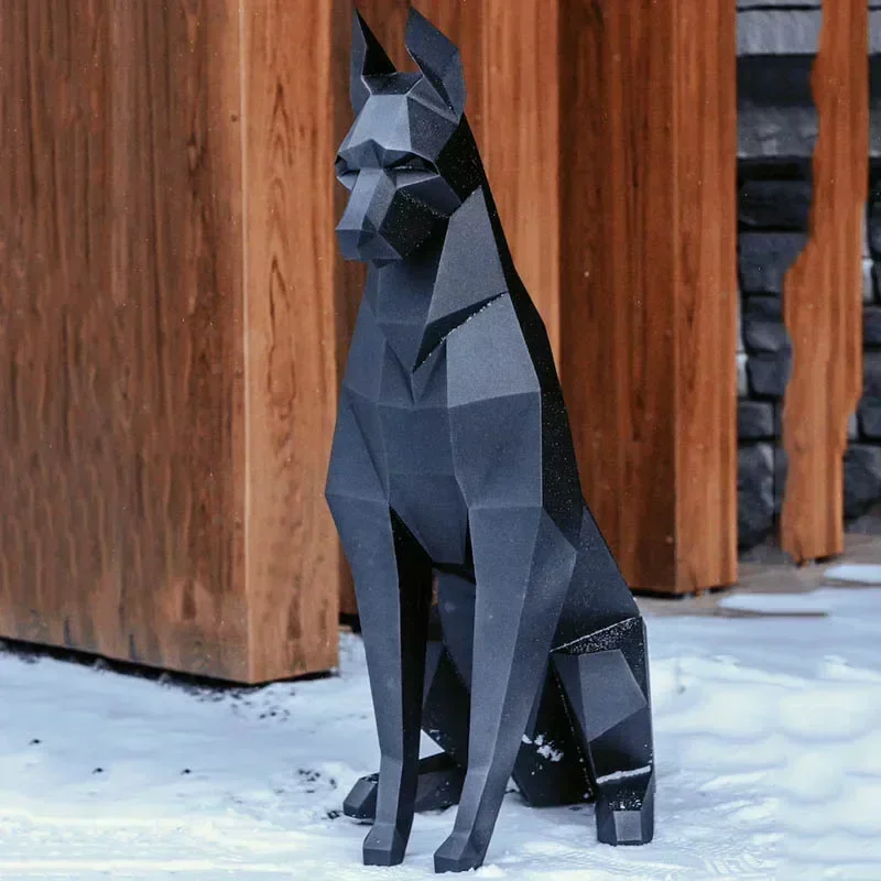 

Черный доберман высотой 100 см, 3D скульптура животного, доберман, бумажная поделка, спальня, гостиная, ручная работа, сделай сам, геометрическая модель оригами