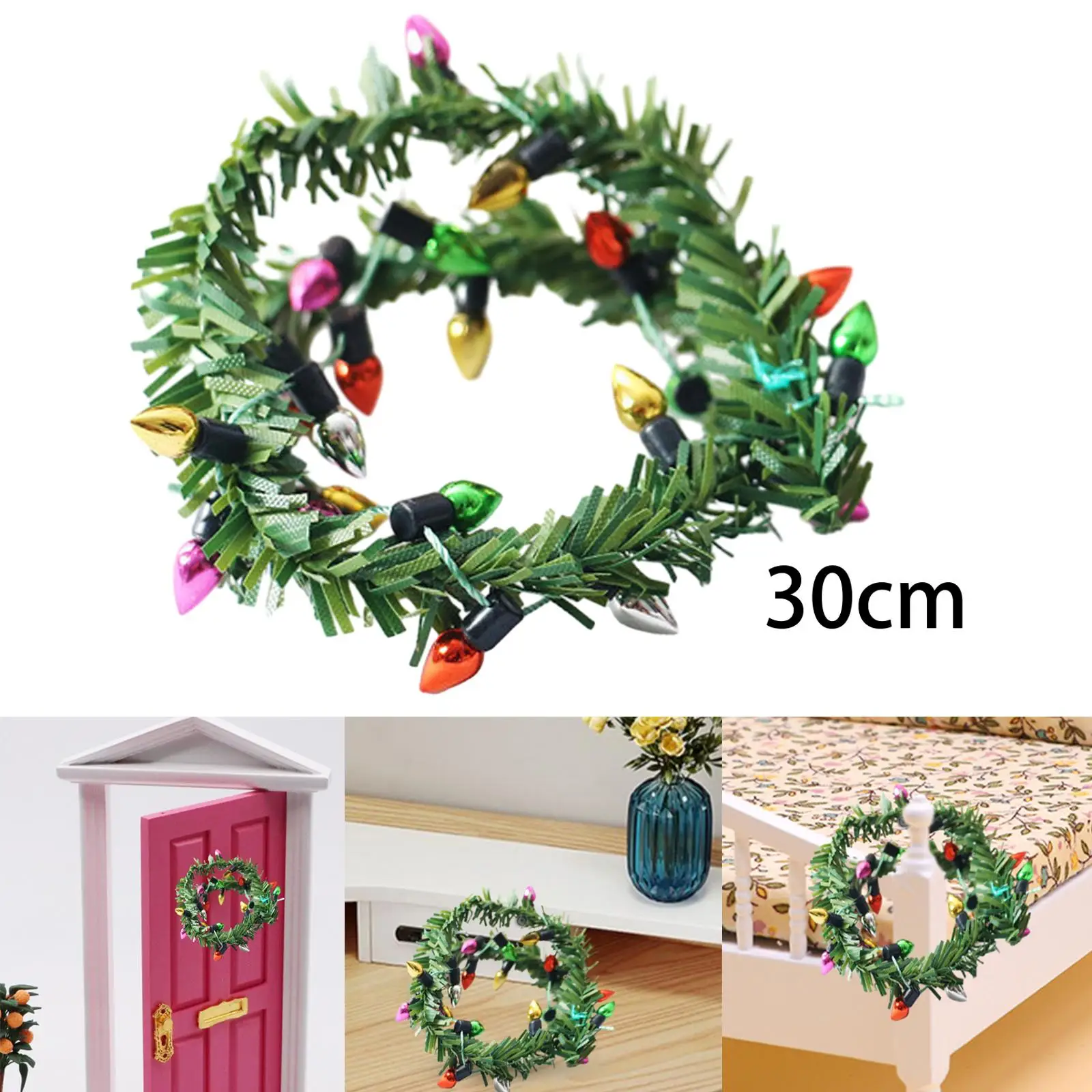 1:12 Xmas Fairy Garden Lights Doll House Christmas Lights String Decoration