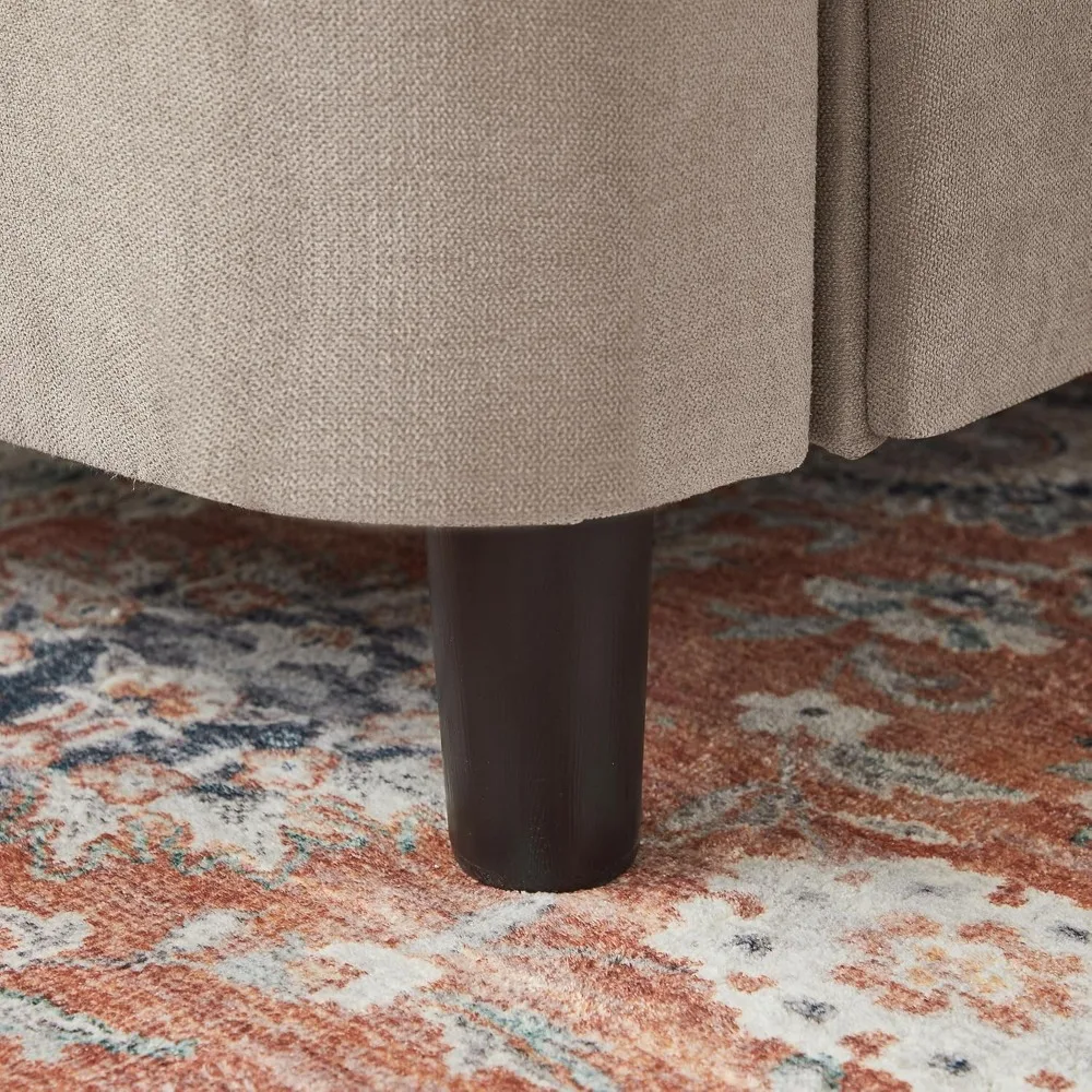 أريكة صغيرة بمقعدين لغرفة المعيشة، أريكة صغيرة بمقعدين مقاس 60 بوصة، مقعد حب حديث لمنتصف القرن مع وسائد خلفية وأرجل خشبية #5