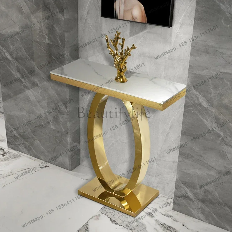 Nordic Luxury Minimalist Metal Console Design Corner Table Living Room Table Hotel Office Tisch Wohnzimer Hallway Furniture