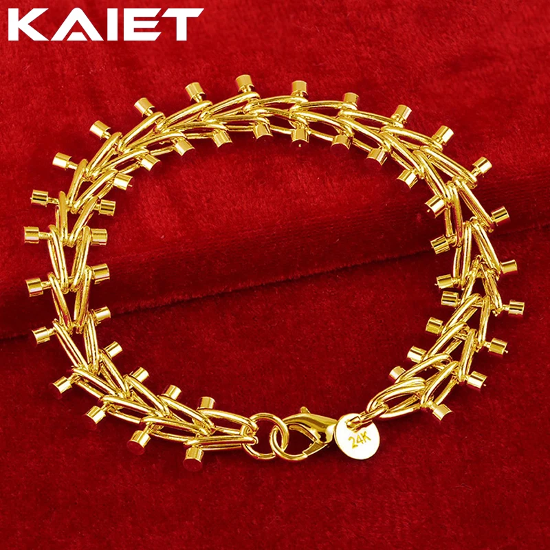 

KAIET Gold Plated Double Bead Chain Bracelet For Women Men Wedding Party Fashion Accessories Jewelry