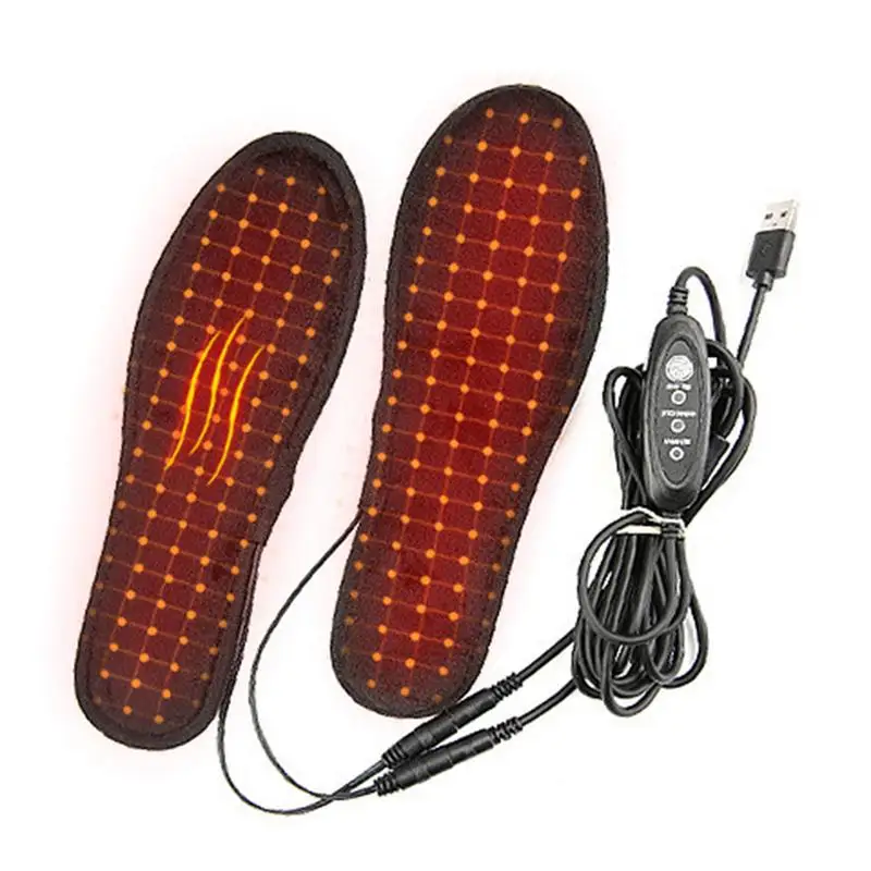 Heated Boot Insoles USB Short Plush Outdoor Heating Warmer Washable Electric Thermal Insoles Rechargeable Foot Warmer Insoles