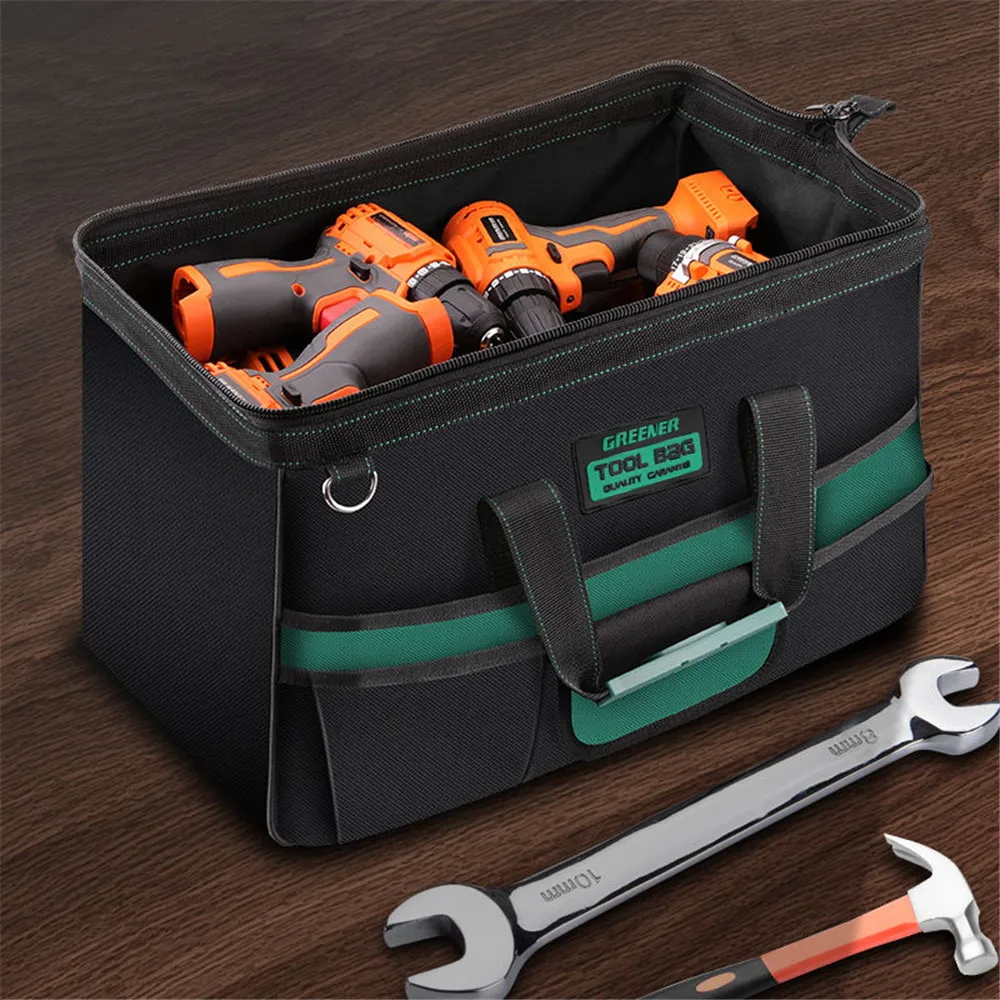 Heavy Duty Tool Bags Plastic Carrying Handle Tool Organiser Electrician's Tool Handle Shoulder Strap Multi-Pocket Storage Bag