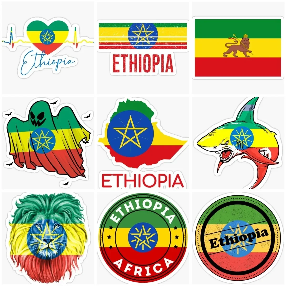 

Ethiopia ETH Flag Map Creative Sticker Laptop Accessories Motorcycle Window Car Truck Wall Door Bicycle Van Decal Customizable