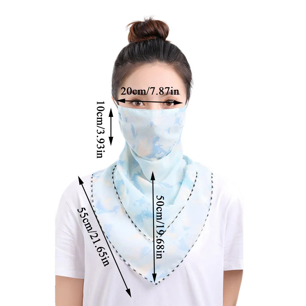 Summer Chiffon Neck Collar Scarf Women Head Thin Sunscreen Variety Small Silk UV Protection Scarf Mask Ice Silk Sunscreen Veil