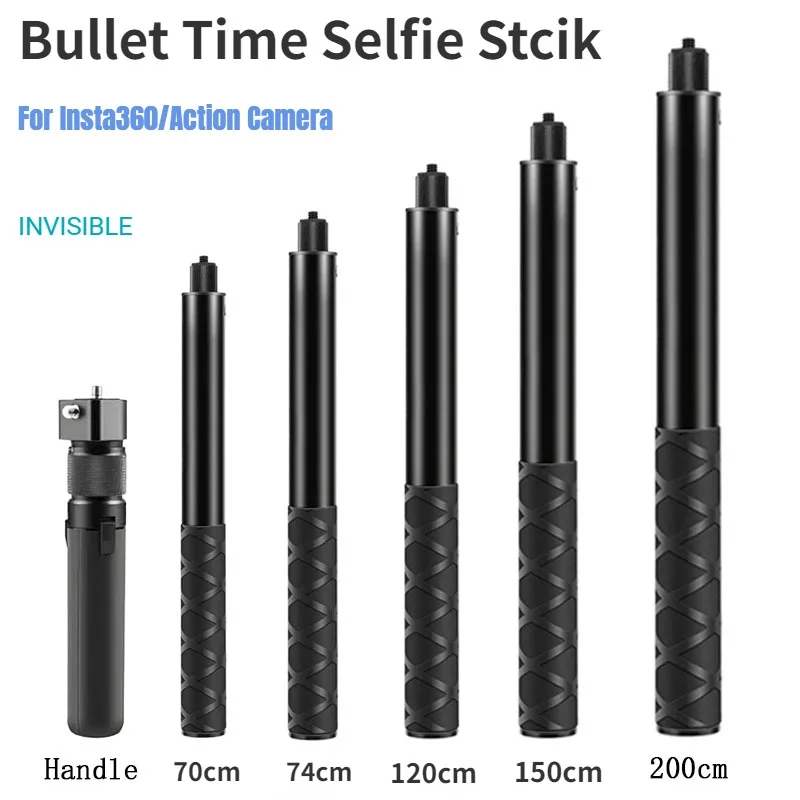 Bullet Time Selfie Stick per Insta360 x4 DJI Pocket 3 Gopro universale in lega di alluminio estensibile telescopico Pole Action Camera