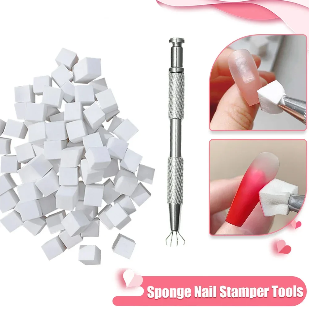 LINMANDA 4-Claw Metal Grabber Reacher Tool Nail Sponge Reacher Grabber Pickup Tool 50Pcs White Mini Nail Sponges  Nail Art Tools