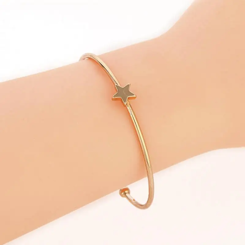 2024 Fashion Bracelet New Korean Edition Simple And Personalized Crystal Five Pointed Star Opening Light Luxury Style Bracelet