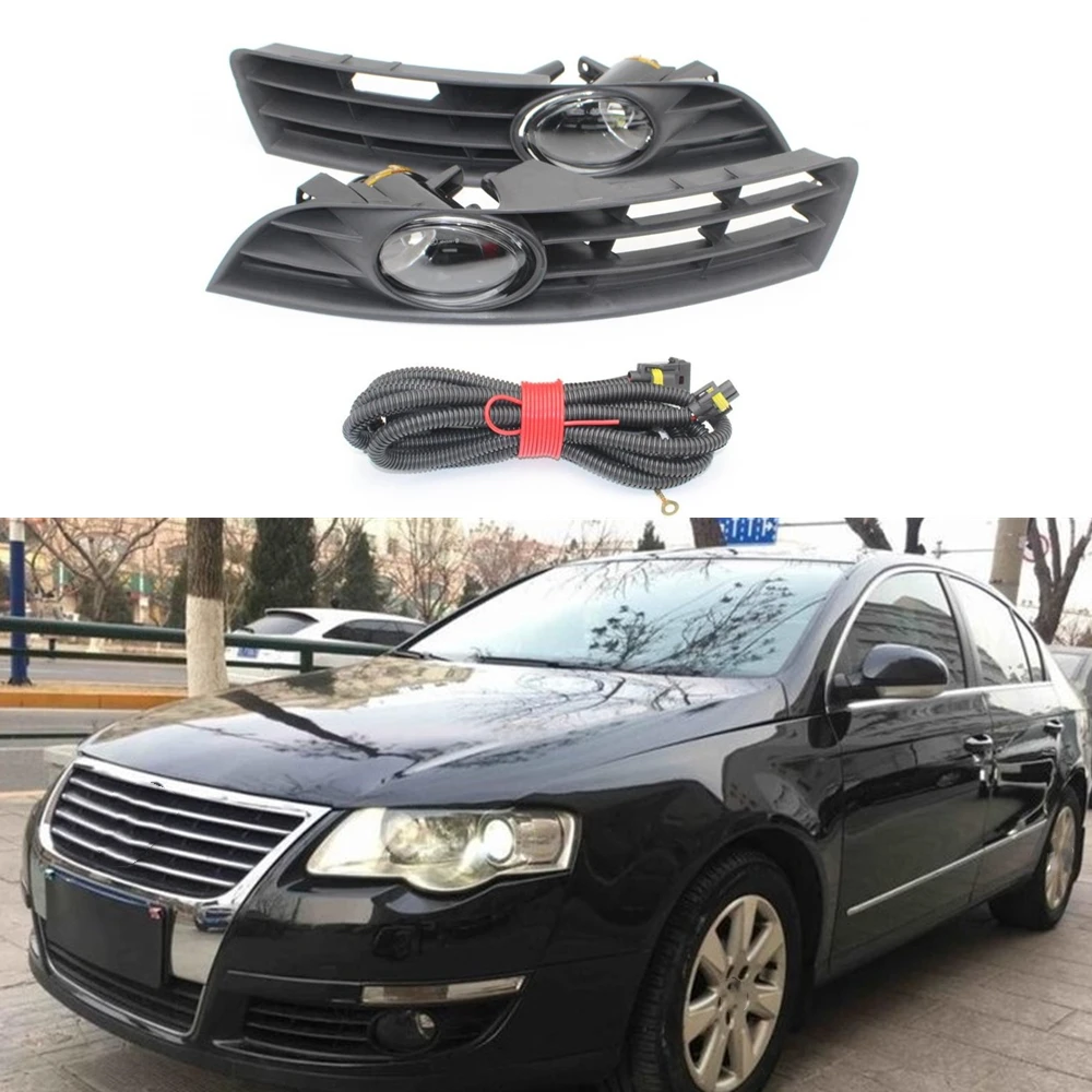 

For VW Passat B6 3C 2006 2007 2008 2009 2010 2011 Car-styling Front Halogen Fog Lamp Light /Grille Cover / Wire Harness Assembly