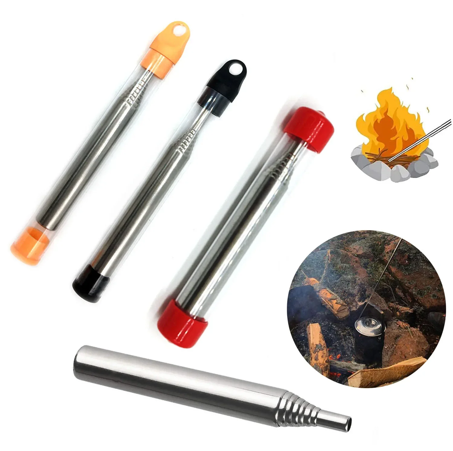 1/2pcs Kitchen Tools Bellow Collapsible Blow Fire Tube Mouth Blowpipe Telescopic Blowing Tube Campfire Tool for Picnic Cooking