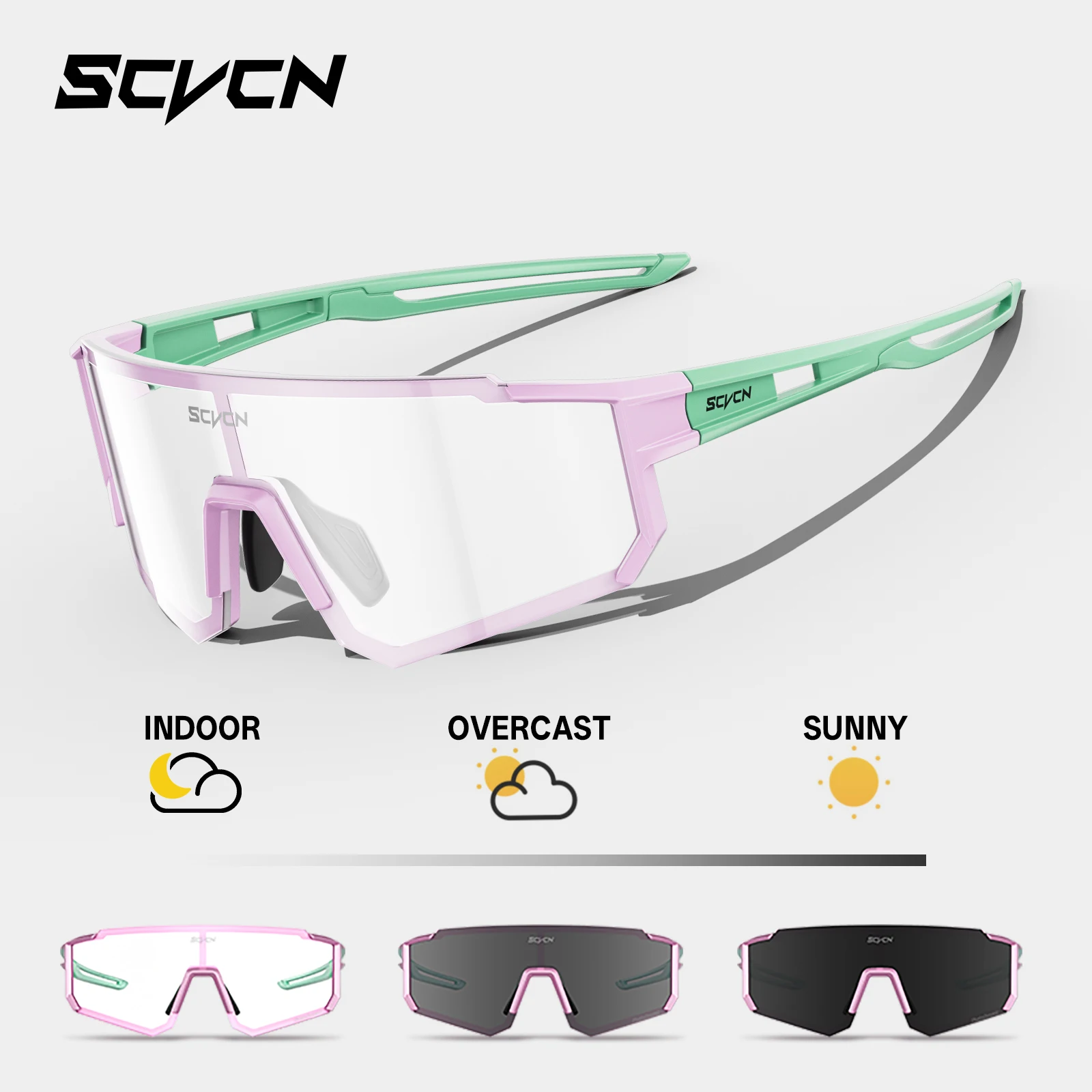 

SCVCN Photochromic Cycling Sunglasses Bike Bicycle Rimless Glasses Outdoor Road MTB Mountain Sports Eyewear Men Women UV400
