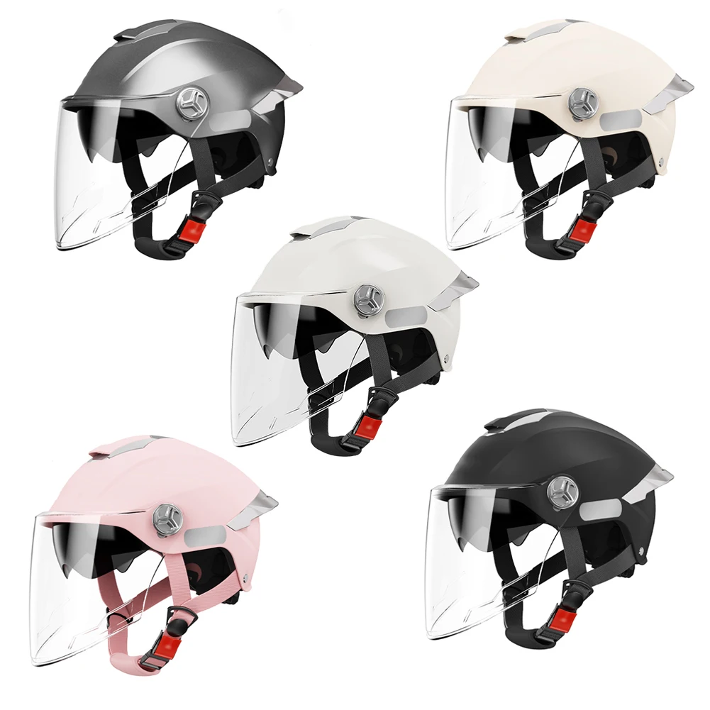 

Motorcycle Open Face Half Helmet With Dual Visor Sun Shield Adjustable Quick Release Buckle Lightweight Open Face Helmet