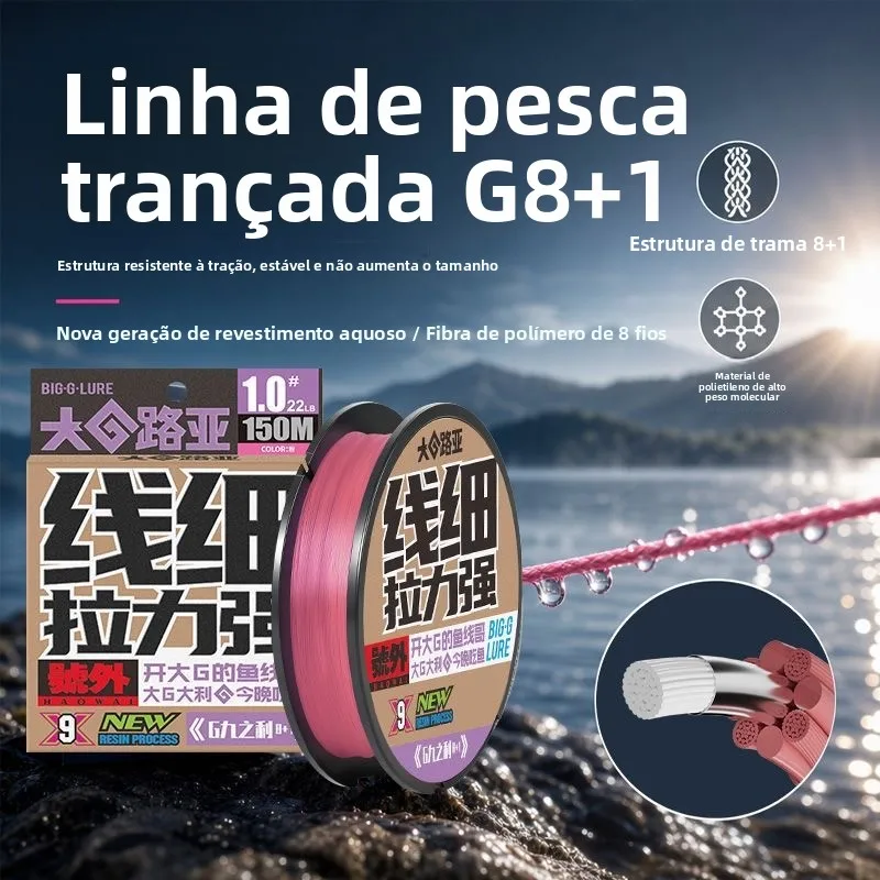 Linha de Pesca PE Grande Ultra Resistente ao Desgaste, 81 Fios, Linha Principal Super Resistente, 9 Trançados, Durável para Á...