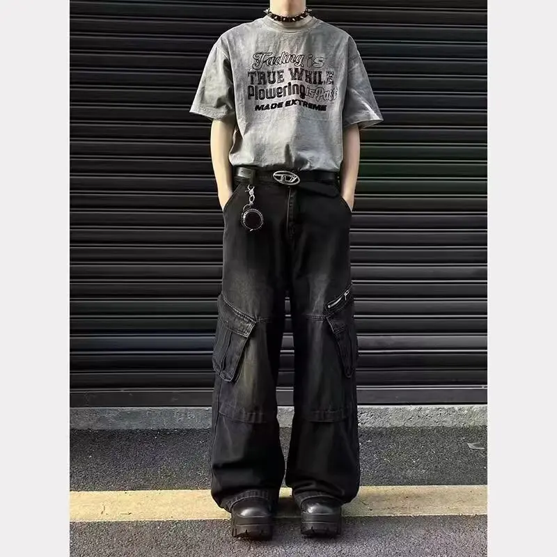 

High Street y2k Black Oversize Baggy Jeans For Man Gothic Denim Trousers Chic Vintage Wide Leg Pants Daily Man Clothes Clothing