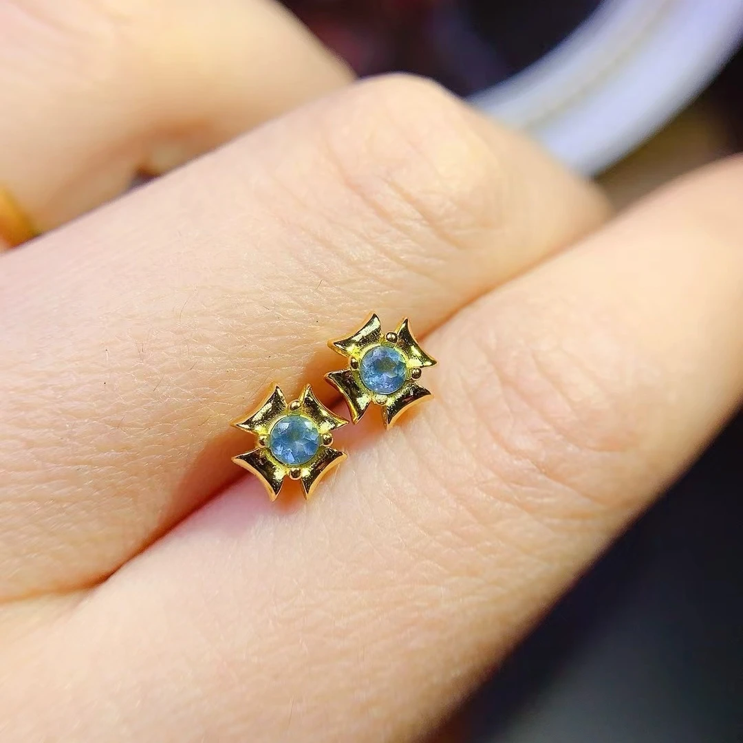 KJJEAXCMY Women's | Natural All clean Aquamarine silver Earrings, high clarity Full of brilliance dazzling and eye-catching