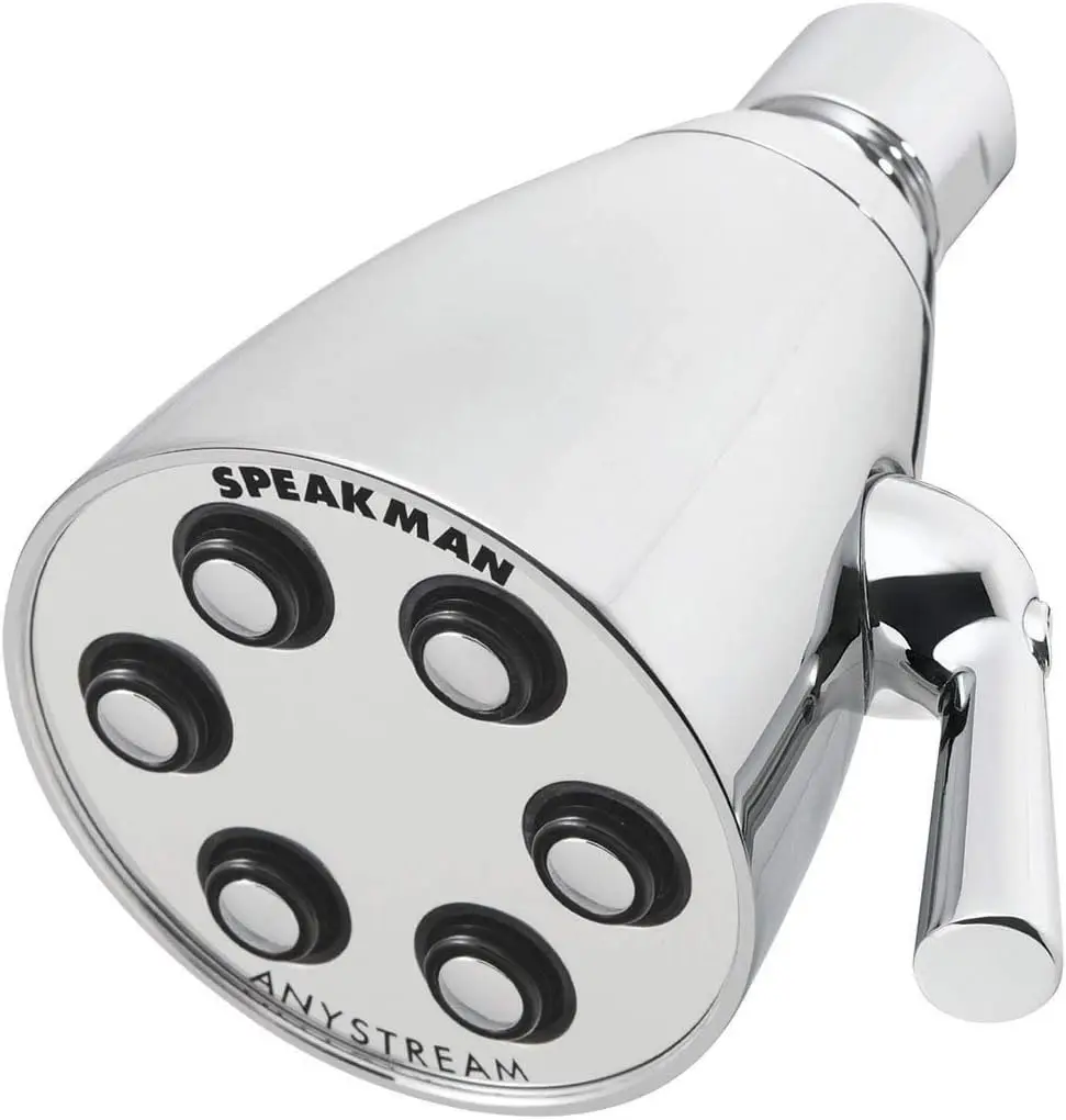 

Adjustable High Pressure Shower Head, 2.5 GPM, Solid Brass, Polished Chrome Finish for Bathroom