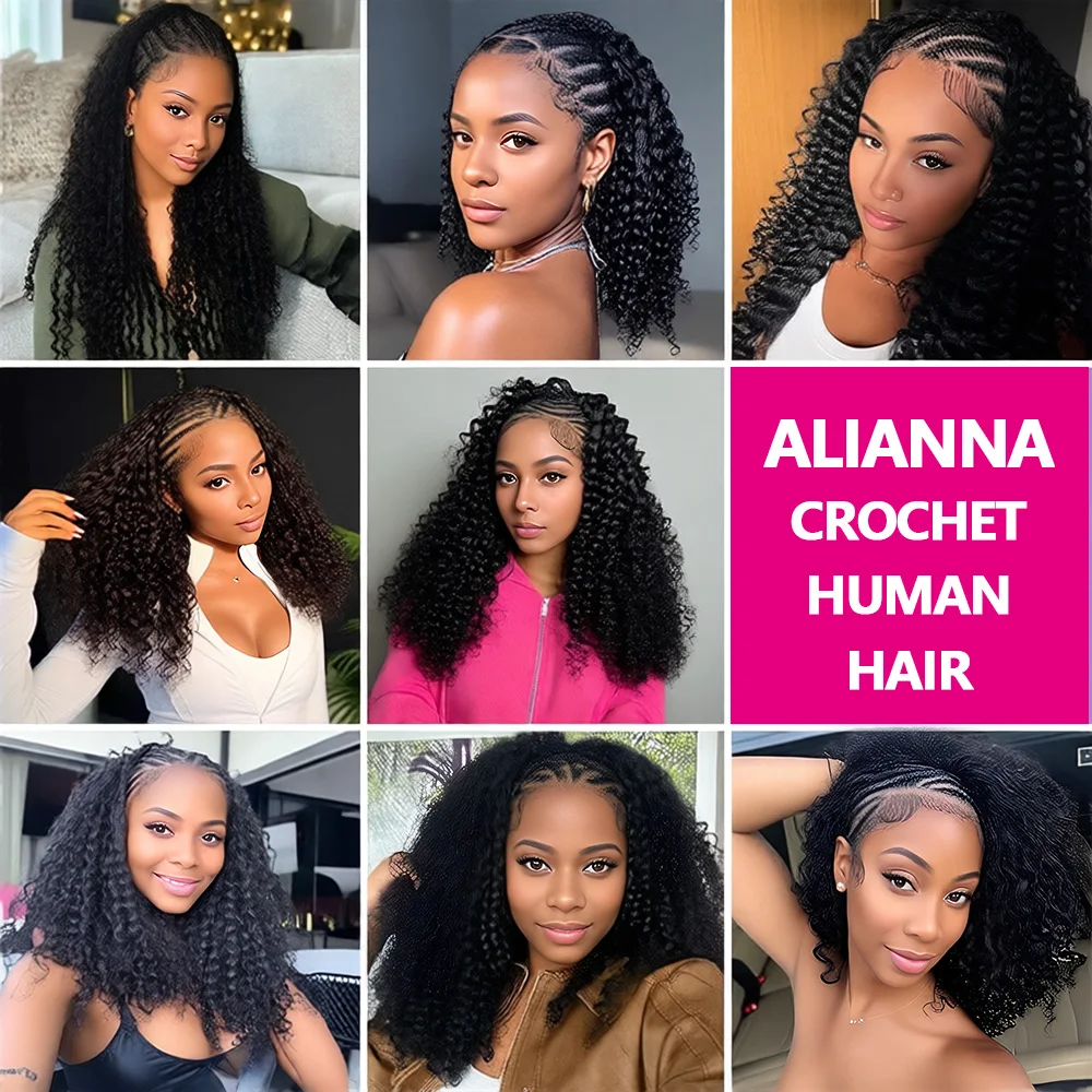 14 16 18 Inch Miracle Knots Crochet Human Hair Burmese Curly Hair Extensions 1/2/3 Bulk And Braiding Hair Deep Wave Pre-Separate Feather Crochet Human Hair 60g 3 Days Delivery To FR Brazilian ALIANNA Hair Bundles Human Hair 100% Natural Black Reusable - Image 8