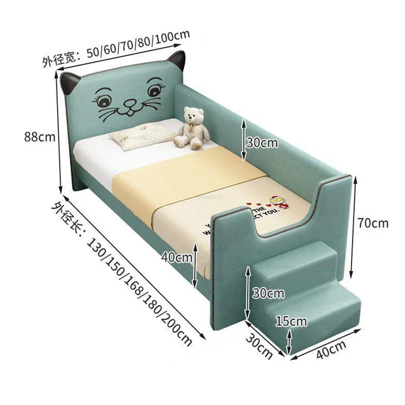Мягкие детские кровати из массива дерева, расширенная кровать для детей с защитными перилами, простые бытовые односпальные прикроватные кровати, детская мебель