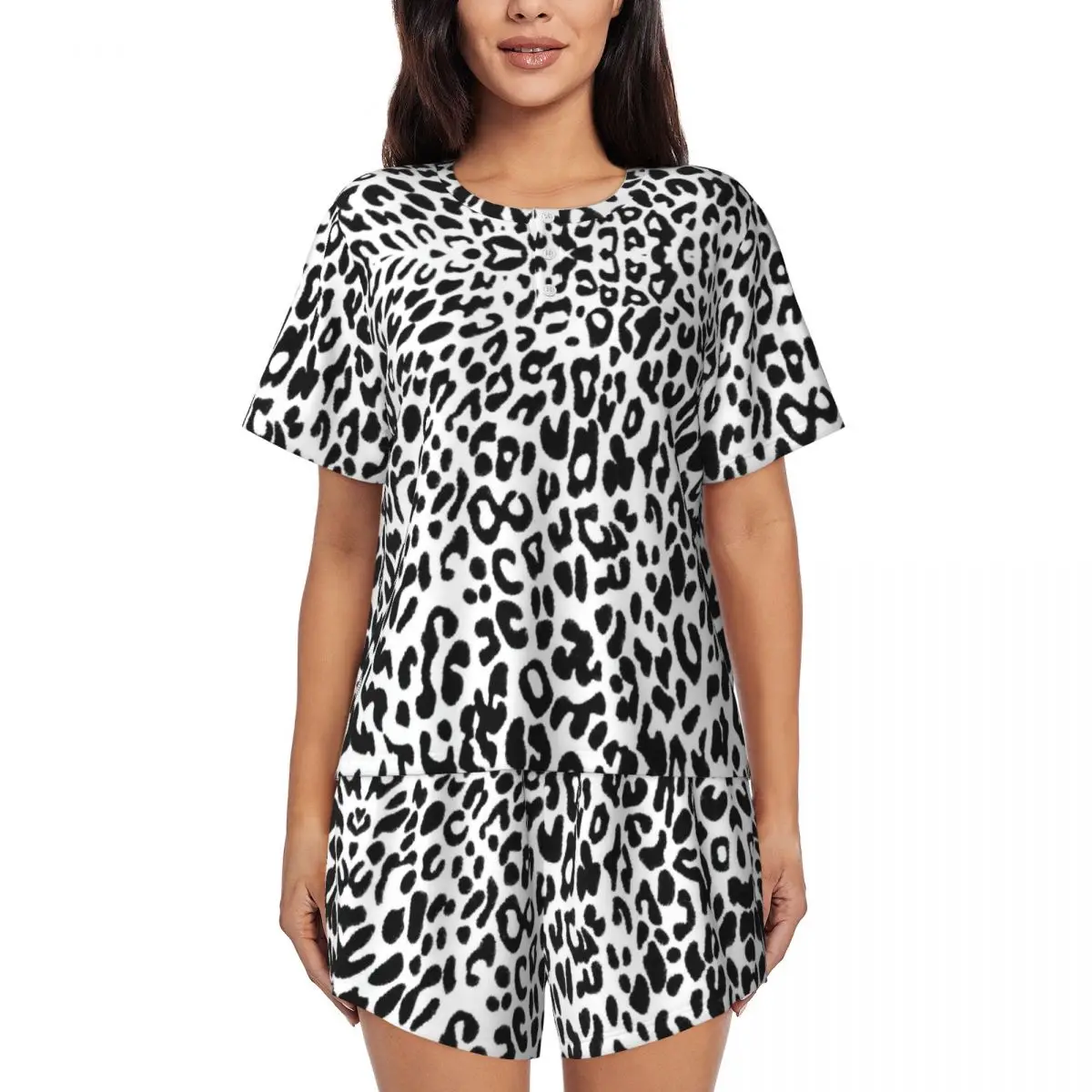 

Женский пижамный комплект с рисунком белой кожи тигра, одежда для сна с короткими рукавами и принтом на заказ, одежда для сна с тропическими дикими животными, домашняя одежда, пижамы, комплекты из 2 предметов