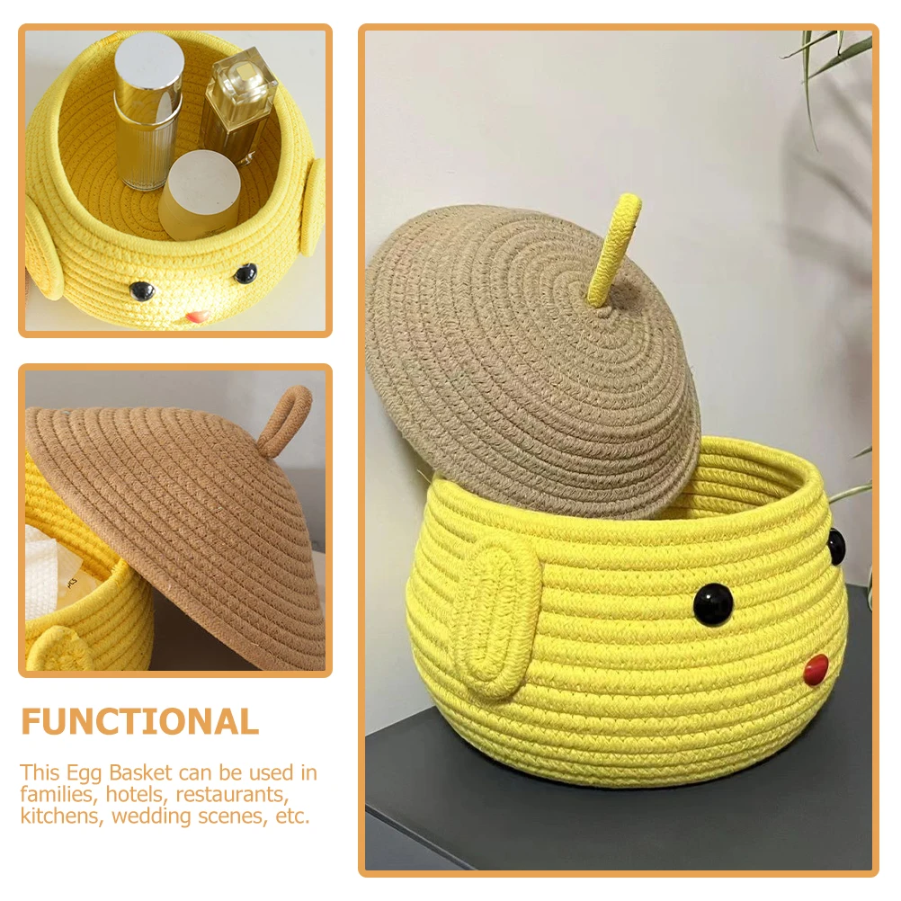 

Cotton Rope Chick Chicken Shaped Storage Basket Multifunctional Home Decor Fruit Drainage Household ganizing for Kitchen