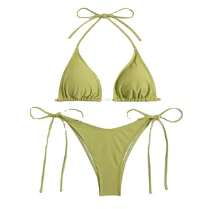 Frauenmonochrom Tanga Bikini Set, Seitenhalter Bill, Damen -geteiltes Griff, verstellbare brasilianische Strandmode, sexy 8 Hauptbikini -Verkäufe mit Anpassung - №5