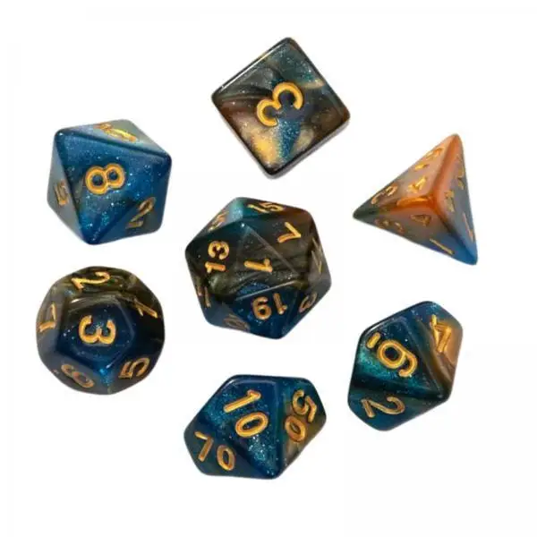 

5x7 Pieces Acrylic Dices Party Toys D4 D8 D10 D12 D20 for MTG RPG Role Playing Blue Aureate