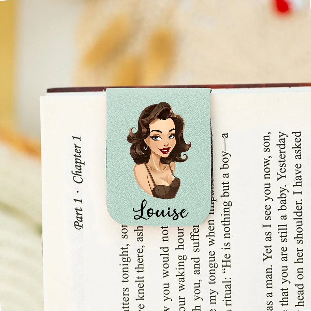 Marcapáginas con nombre para niñas bonitas, marcapáginas de cuero personalizado para chicas bonitas, marcapáginas magnético personalizado, regalo de cumpleaños para amantes de los libros, 1 ud.