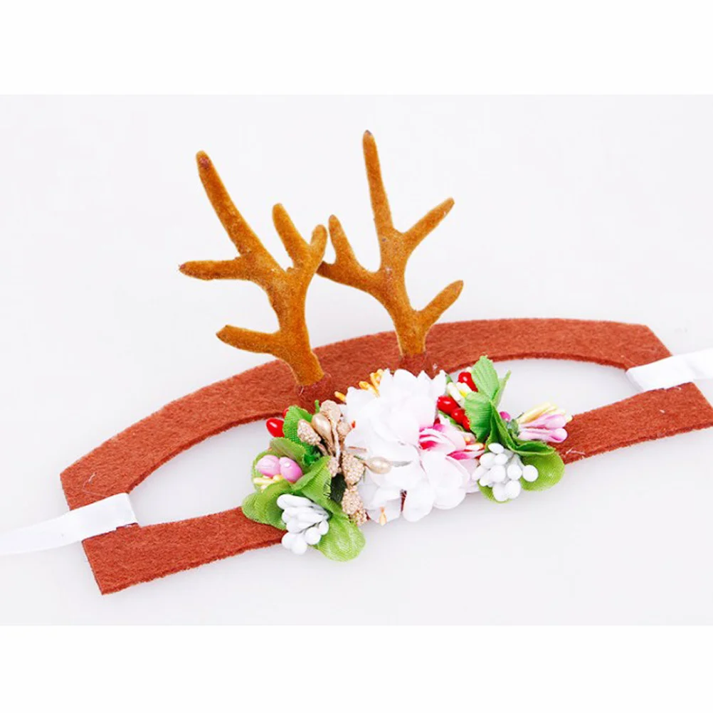 

Christmas Pet Antlers Headdress Size M Reusable Dog Hairband Hair Clip for Holiday Party Halloween Dog Hairband