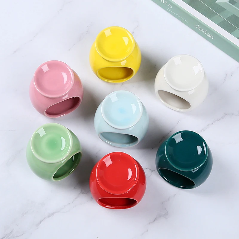 Quemador de Aroma de Porcelana, Quemador de Aceite Esencial, Mini Portavelas, Artesanía de Cerámica de Color Sólido, Artículo de Fragancia, Decoración para el Hogar y la Sala de Estar