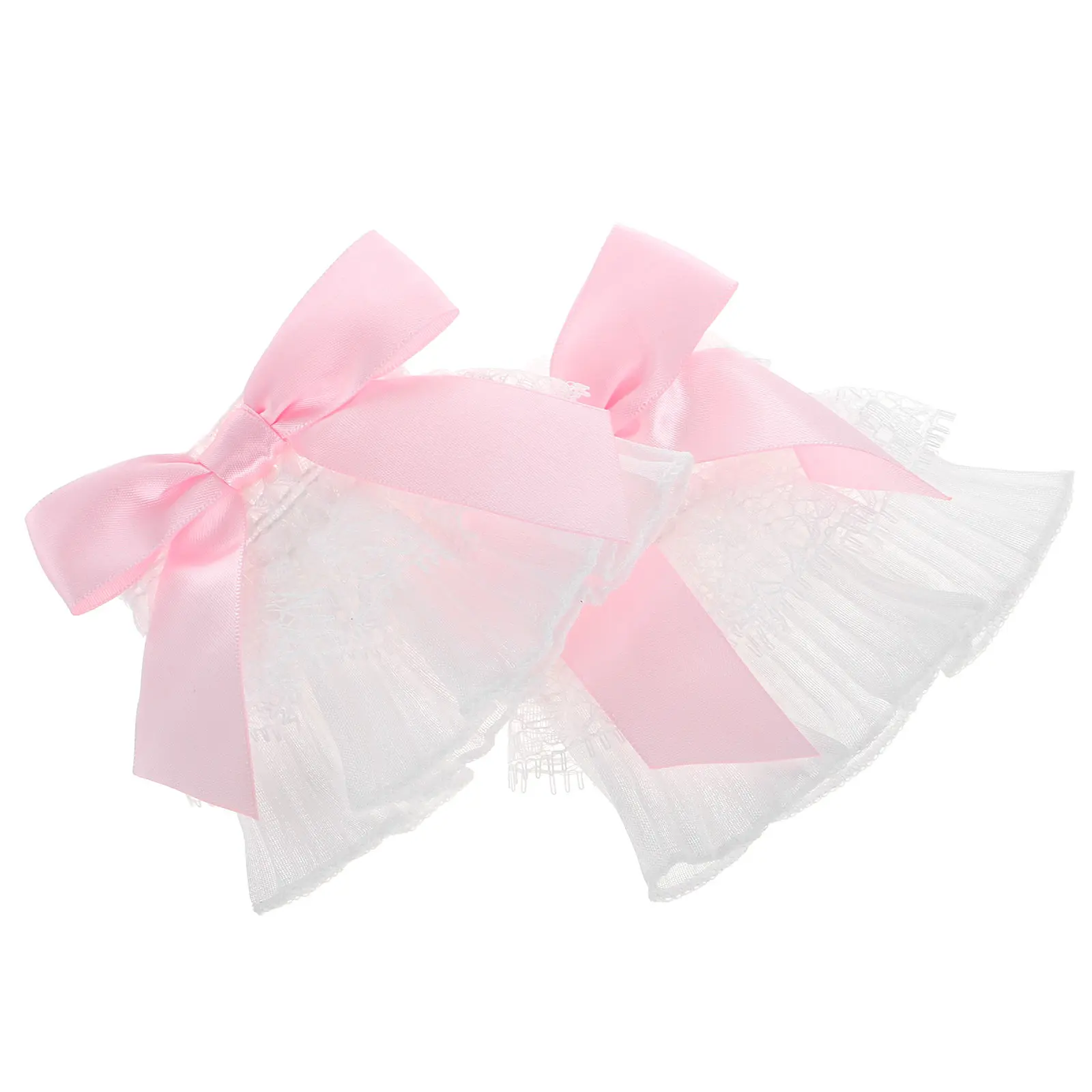 

1Pair Trendy Lace Wrist Cuffs with Bow Detail Ruffled Fake Sleeve for Nail Artists Nail Photography Makeup Sessions Prom