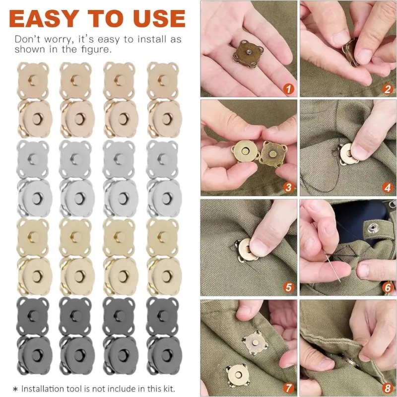 10-1Set Bags Magnetic Snap Button Fasteners Clasps Buttons Handbag Purse Wallet Craft Bags Parts Mini Adsorption Buckle 14/18mm