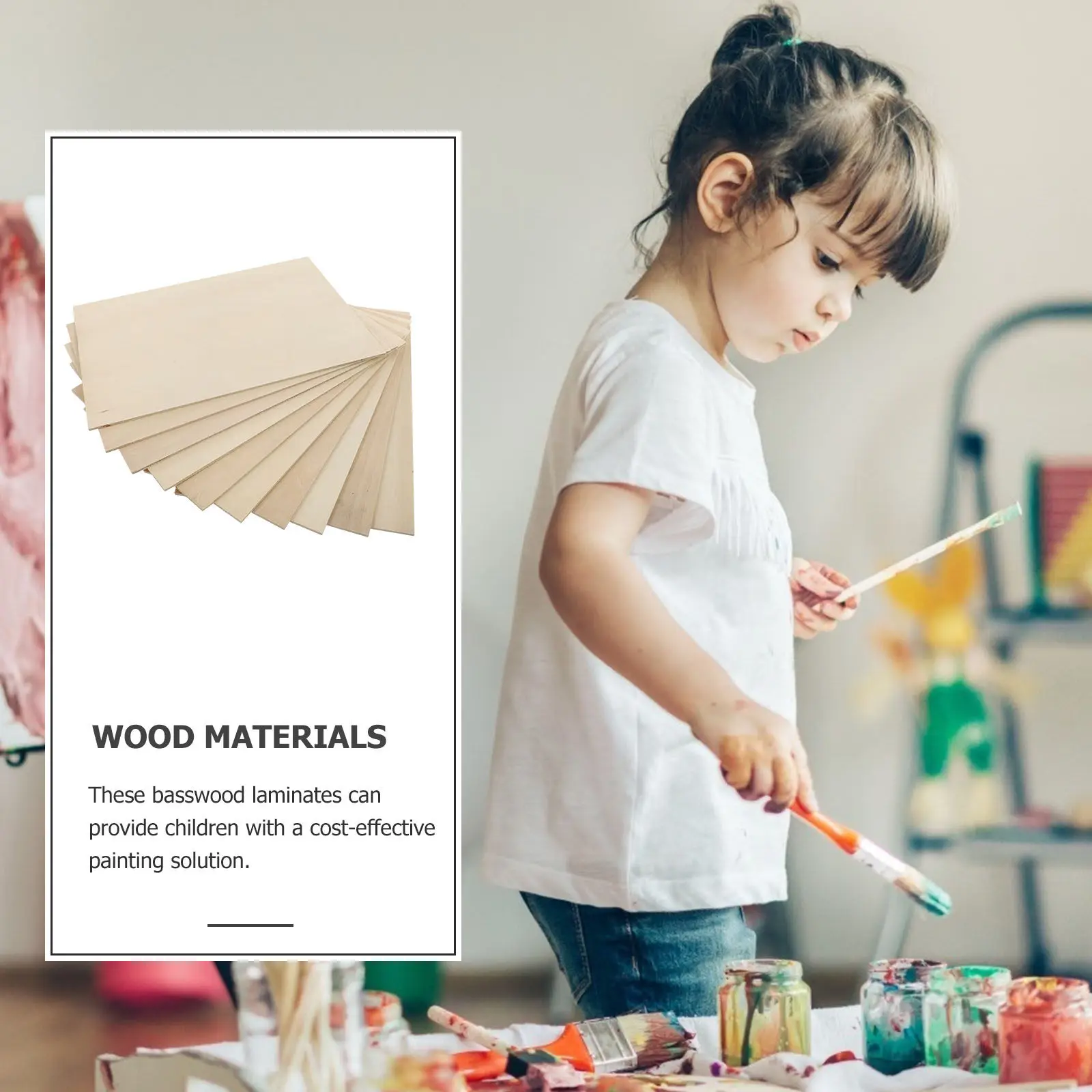 10Pcs Basswood Layer Board Blank Wood Pieces DIY Craft Painting Pyrography Supplies Unfinished Wood Slices Wooden Cutouts
