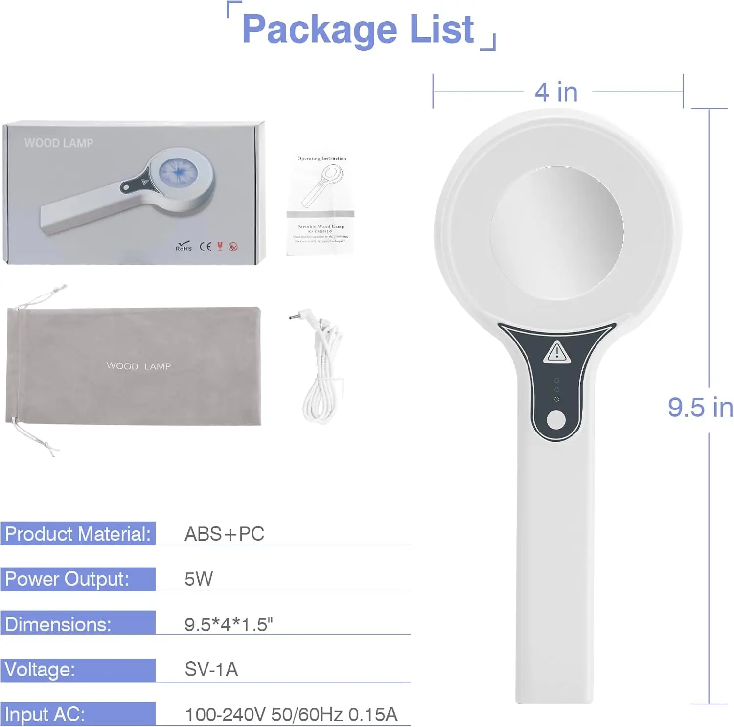 Madeira lâmpada analisador de pele para pele uv ampliação para beleza teste facial lâmpada de madeira luz análise da pele detecção cuidados com a pele
