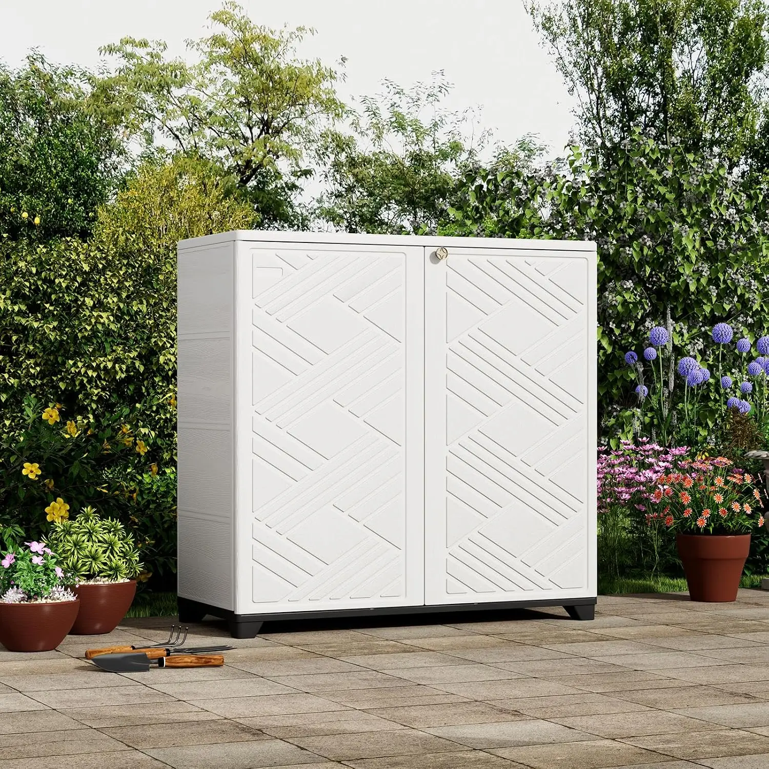Waterproof Plastic Indoor/Outdoor Storage Cabinet, 34