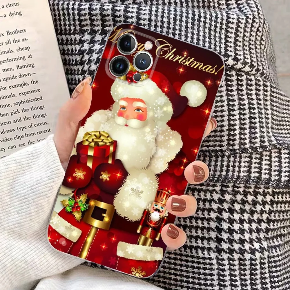 Christmas Cartoon New Year Gift Phone Case For iPhone 15 14 11 12 13 Mini Pro XS Max Cover 6 7 8 Plus X XR SE 2020 Funda Shell