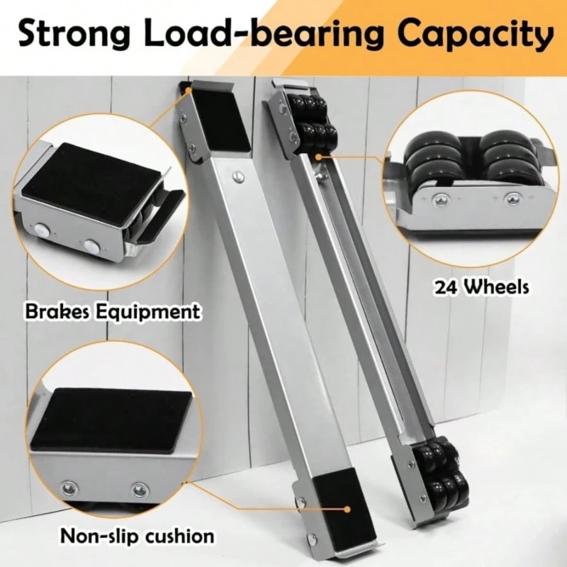 2 Pack Heavy Duty Adjustable Mobile Base with Casters Anti Slip 24 Silent Casters for Refrigerator Washer Freezer