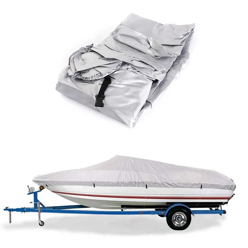 Trailerable Heavy Duty Reflective Boat Cover Waterproof Sunproof UV Protector Speedboat 210D Boat Mooring Cover