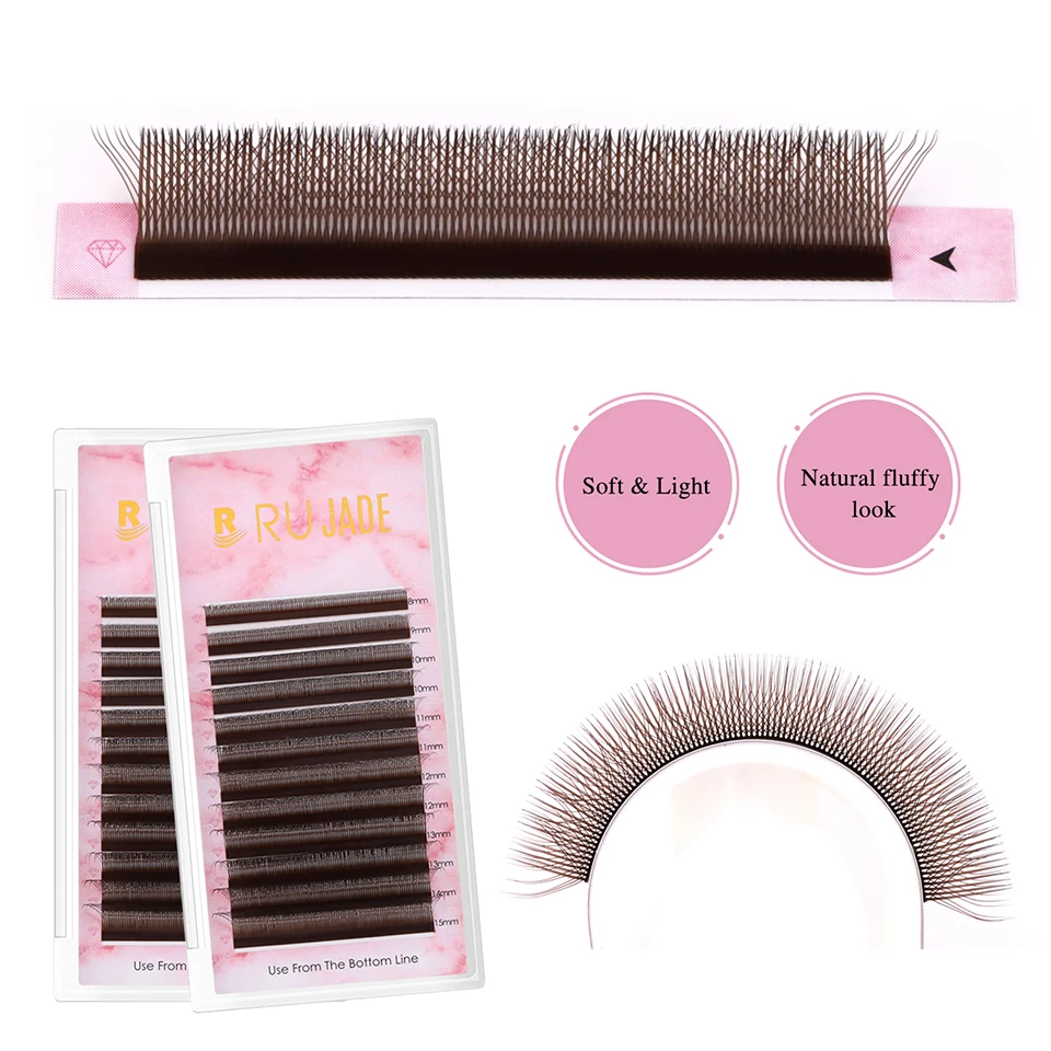 NEU Braune 3D Fairy Wimpernverlängerung, Braune 4D W-förmige Wimpern, Vorgefertigte Fächerwimpern, 5D Kleeblatt-Wimpern, Handgewebte 3D Spike Kleeblatt-Wimpern – Detail 17