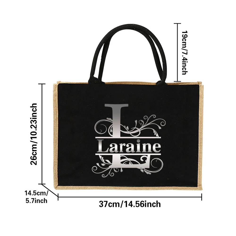 اسم مخصص شخصي صديق للبيئة للمتسوقين حقيبة أزياء عادية سعة كبيرة حقائب التنقل حقيبة يد بسيطة من القطن والكتان