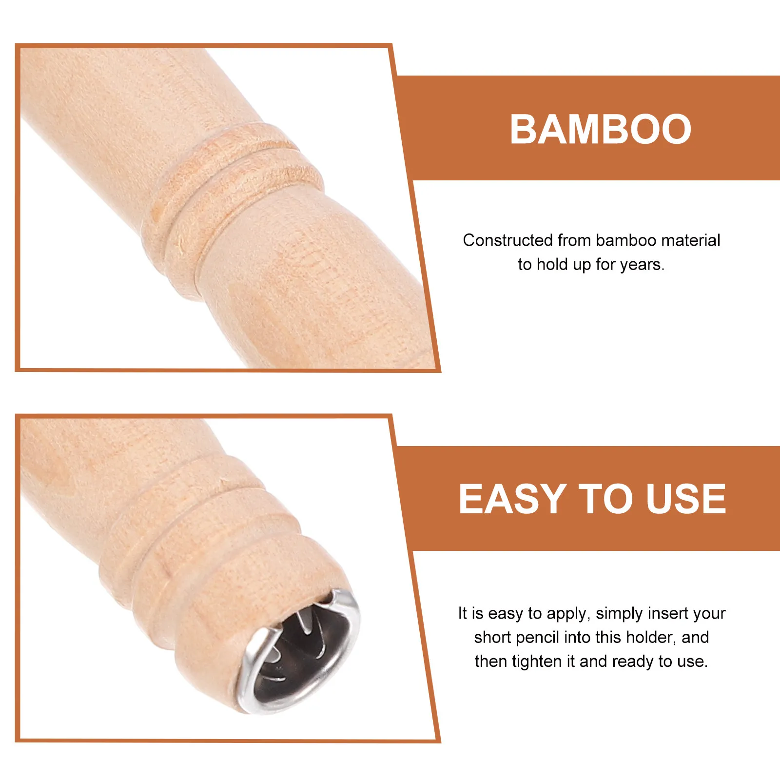Bamboo Pencil Extender Reusable Sturdy Sketch Pen Holder for Artists Crayon Extender Office School Supplies Pencil Extension