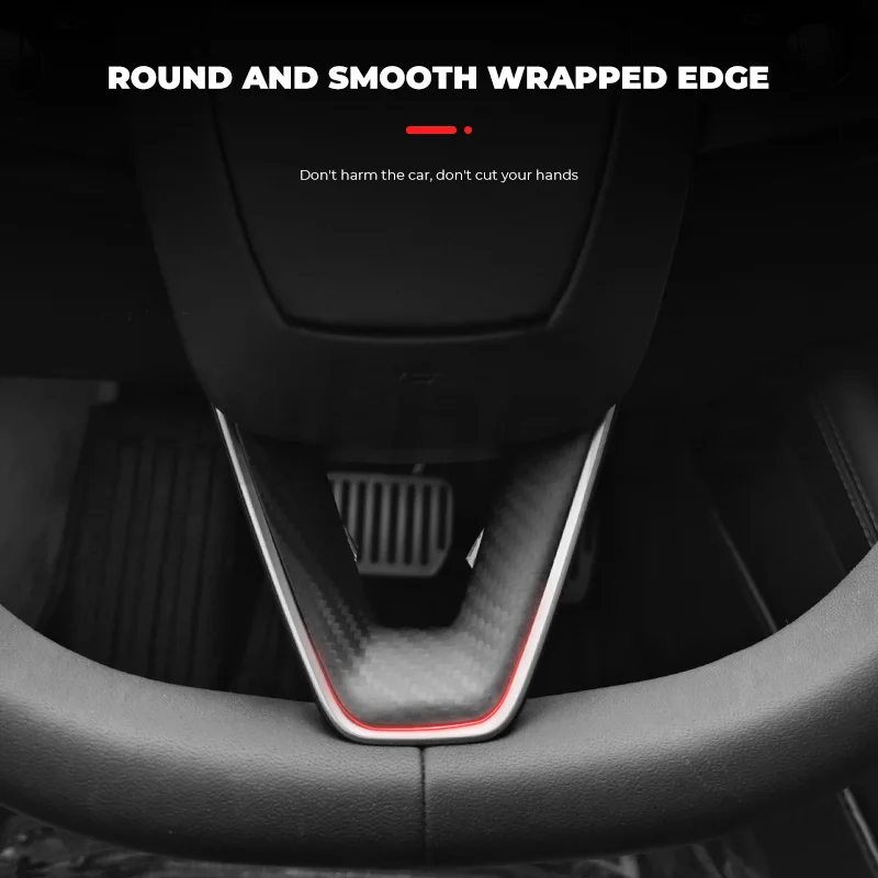 Futhope Steering Wheel Real Carbon U-shaped Patch for Tesla Model 3 Highland Protective Decoration Anti Slip Scratch Resistant