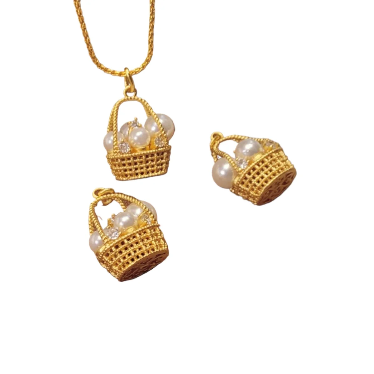 الإبداعية الماس مطعمة اللؤلؤ سلة للزهور قلادة رومانسية نمط الجوف خارج رائعة الراقية قلادة مجوهرات الزفاف هدية