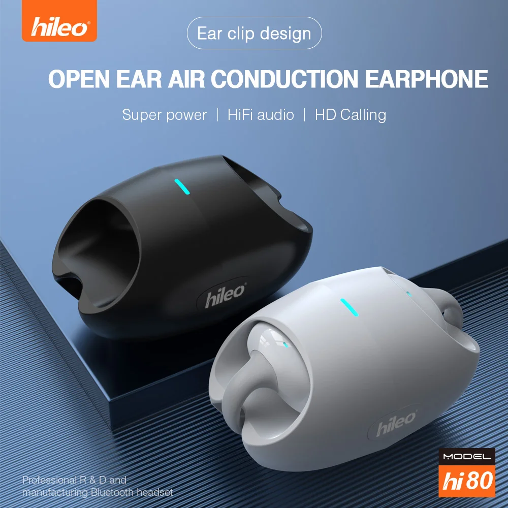 Hi80 TWS Wireless Earbuds Bluetooth Earphone Clip-on Ear Headphone Sports Noise Reduction 35 Hours Charge Case Touch Control