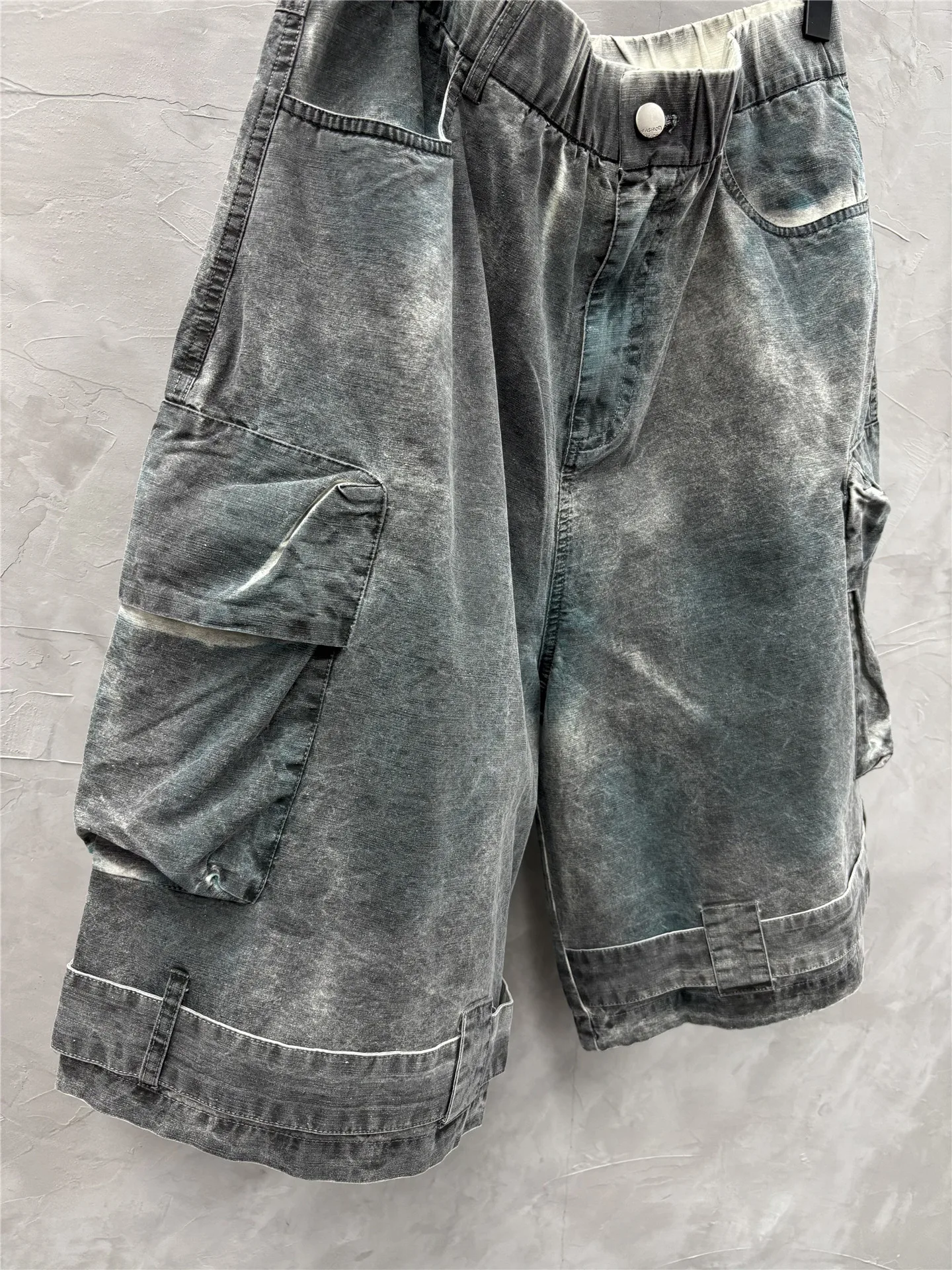 Waste Soil Washed and Worn Retro Workwear Fifth Pants Fashionable All-Match Casual Shorts Summer Fashion Pu Handsome Middle Men